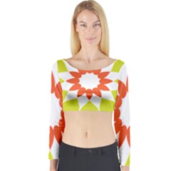 Tikiwiki Abstract Element Flower Star Red Green Long Sleeve Crop Top by Alisyart