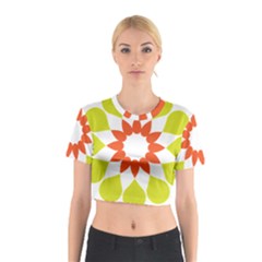 Tikiwiki Abstract Element Flower Star Red Green Cotton Crop Top by Alisyart