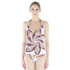 Prismatic Flower Line Gold Star Floral Halter Swimsuit by Alisyart