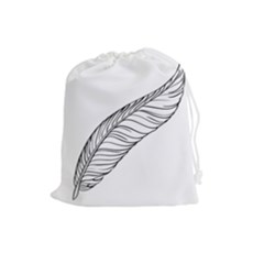 Feather Line Art Drawstring Pouches (Large) 