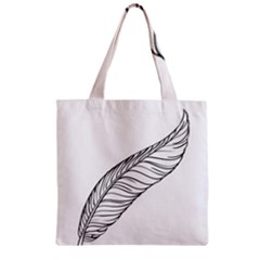 Feather Line Art Zipper Grocery Tote Bag
