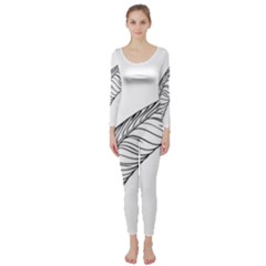 Feather Line Art Long Sleeve Catsuit