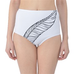 Feather Line Art High-Waist Bikini Bottoms