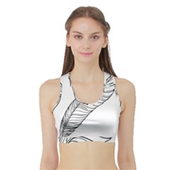 Feather Line Art Sports Bra With Border by Simbadda