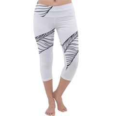 Feather Line Art Capri Yoga Leggings by Simbadda