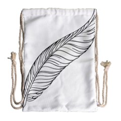 Feather Line Art Drawstring Bag (large) by Simbadda