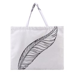 Feather Line Art Zipper Large Tote Bag