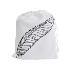 Feather Line Art Drawstring Pouches (extra Large) by Simbadda
