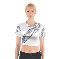 Feather Line Art Cotton Crop Top by Simbadda