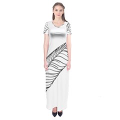 Feather Line Art Short Sleeve Maxi Dress