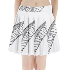 Feather Line Art Pleated Mini Skirt