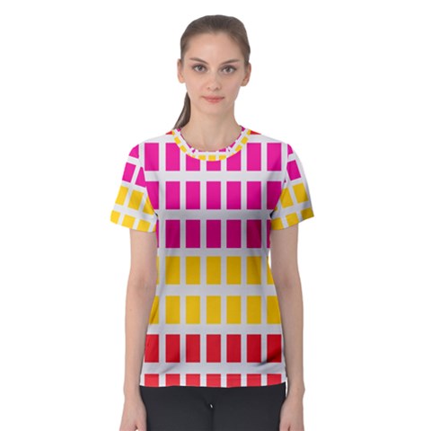 Squares Pattern Background Colorful Squares Wallpaper Women s Sport Mesh Tee by Simbadda