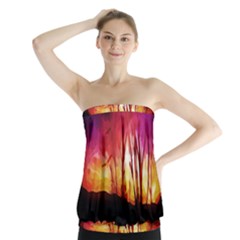 Fall Forest Background Strapless Top by Simbadda