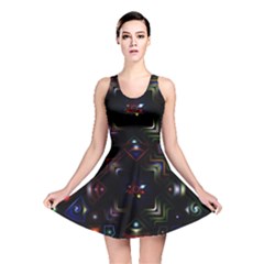 Geometric Line Art Background In Multi Colours Reversible Skater Dress