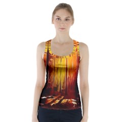 Artistic Effect Fractal Forest Background Racer Back Sports Top