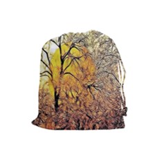 Summer Sun Set Fractal Forest Background Drawstring Pouches (large)  by Simbadda