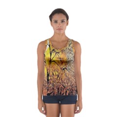 Summer Sun Set Fractal Forest Background Women s Sport Tank Top  by Simbadda