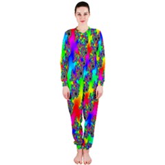 Digital Rainbow Fractal Onepiece Jumpsuit (ladies)  by Simbadda