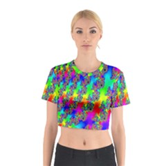 Digital Rainbow Fractal Cotton Crop Top by Simbadda