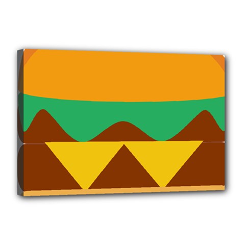 Hamburger Bread Food Cheese Canvas 18  X 12  by Simbadda