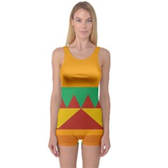 Burger Bread Food Cheese Vegetable One Piece Boyleg Swimsuit by Simbadda