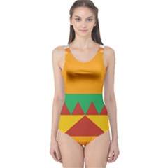 Burger Bread Food Cheese Vegetable One Piece Swimsuit by Simbadda