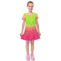 Colorful Abstract Triangles Pattern  Kids  Short Sleeve Velvet Dress View1