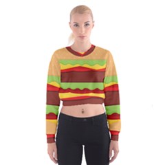 Vector Burger Time Background Women s Cropped Sweatshirt by Simbadda