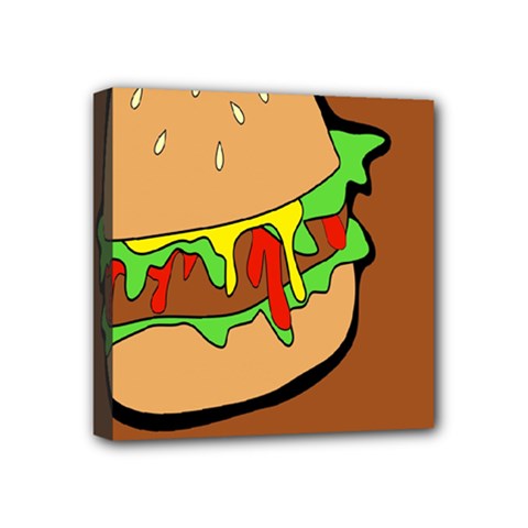 Burger Double Mini Canvas 4  X 4  by Simbadda