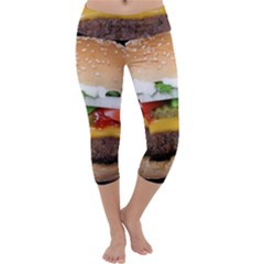 Abstract Barbeque Bbq Beauty Beef Capri Yoga Leggings by Simbadda