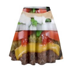 Abstract Barbeque Bbq Beauty Beef High Waist Skirt by Simbadda