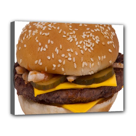 Cheeseburger On Sesame Seed Bun Canvas 14  x 11 