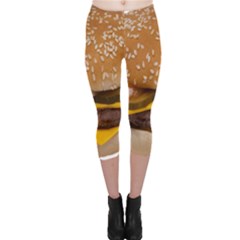 Cheeseburger On Sesame Seed Bun Capri Leggings 