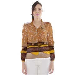 Cheeseburger On Sesame Seed Bun Wind Breaker (Women)