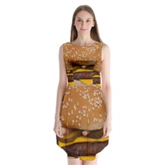 Cheeseburger On Sesame Seed Bun Sleeveless Chiffon Dress   by Simbadda
