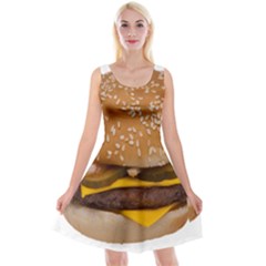 Cheeseburger On Sesame Seed Bun Reversible Velvet Sleeveless Dress by Simbadda