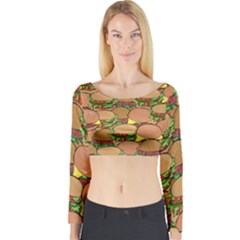 Burger Double Border Long Sleeve Crop Top by Simbadda