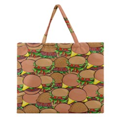 Burger Double Border Zipper Large Tote Bag by Simbadda