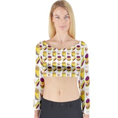 Hamburger And Fries Long Sleeve Crop Top by Simbadda