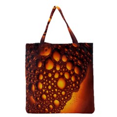 Bubbles Abstract Art Gold Golden Grocery Tote Bag by Simbadda