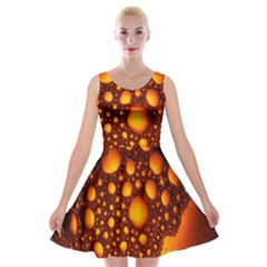 Bubbles Abstract Art Gold Golden Velvet Skater Dress by Simbadda