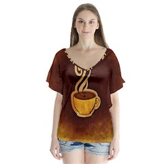 Coffee Drink Abstract Flutter Sleeve Top