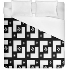 Abstract Pattern Background  Wallpaper In Black And White Shapes, Lines And Swirls Duvet Cover (king Size) by Simbadda