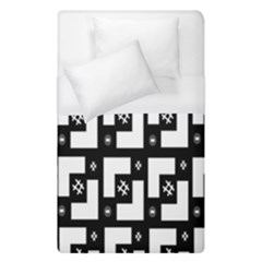 Abstract Pattern Background  Wallpaper In Black And White Shapes, Lines And Swirls Duvet Cover (single Size) by Simbadda