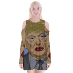 Donald Trump Velvet Long Sleeve Shoulder Cutout Dress by Valentinaart