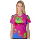 Digital Fractal Spiral Women s V-Neck Sport Mesh Tee View1