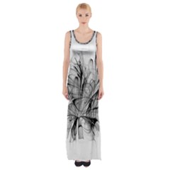 High Detailed Resembling A Flower Fractalblack Flower Maxi Thigh Split Dress by Simbadda