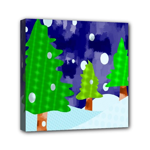 Christmas Trees And Snowy Landscape Mini Canvas 6  x 6 