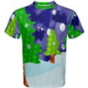 Christmas Trees And Snowy Landscape Men s Cotton Tee View1