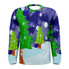 Christmas Trees And Snowy Landscape Men s Long Sleeve Tee